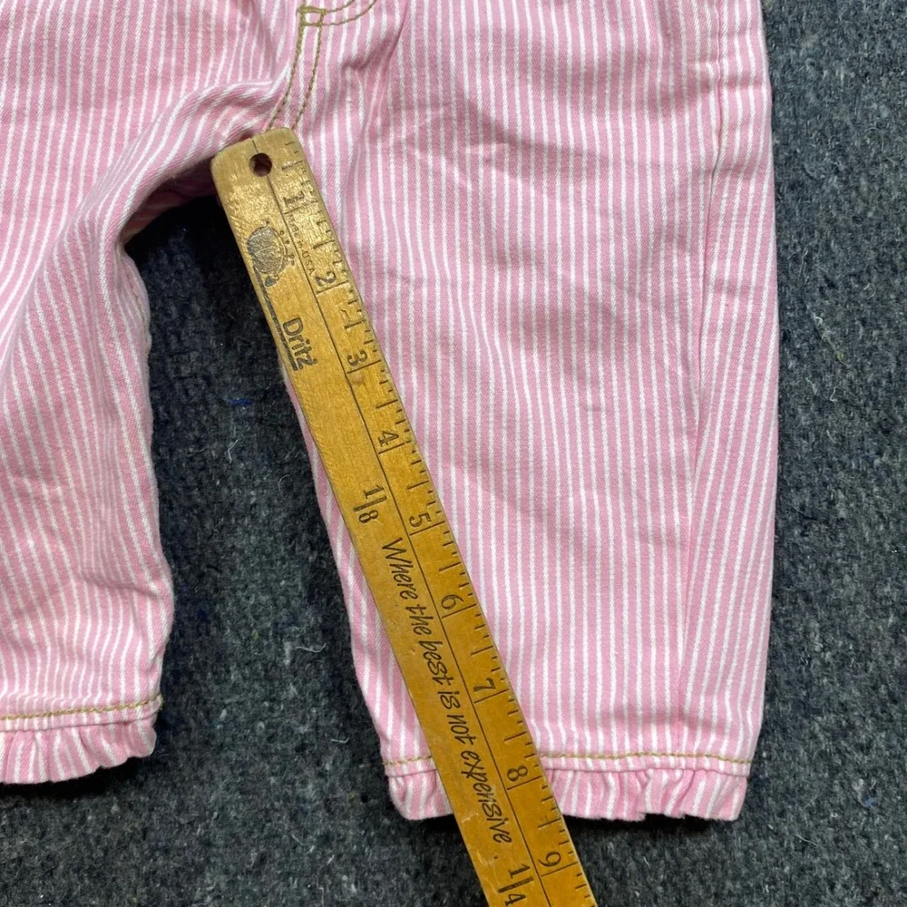 OshKosh B gosh Overalls Sz 6M Baby Girls Pink Stripe Butterfly Ruffle Bib Pants